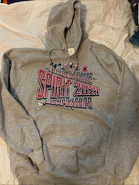 Gildan Gray Hoodie with Red and Navy Blue Spirit 2021 Graphic